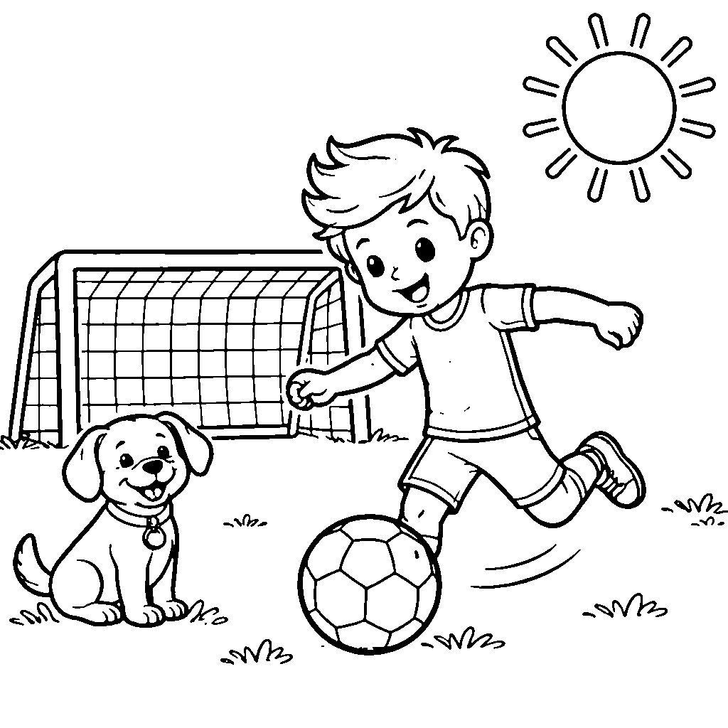 لاعب كرة قدم مبهج – صفحة تلوين للطباعة