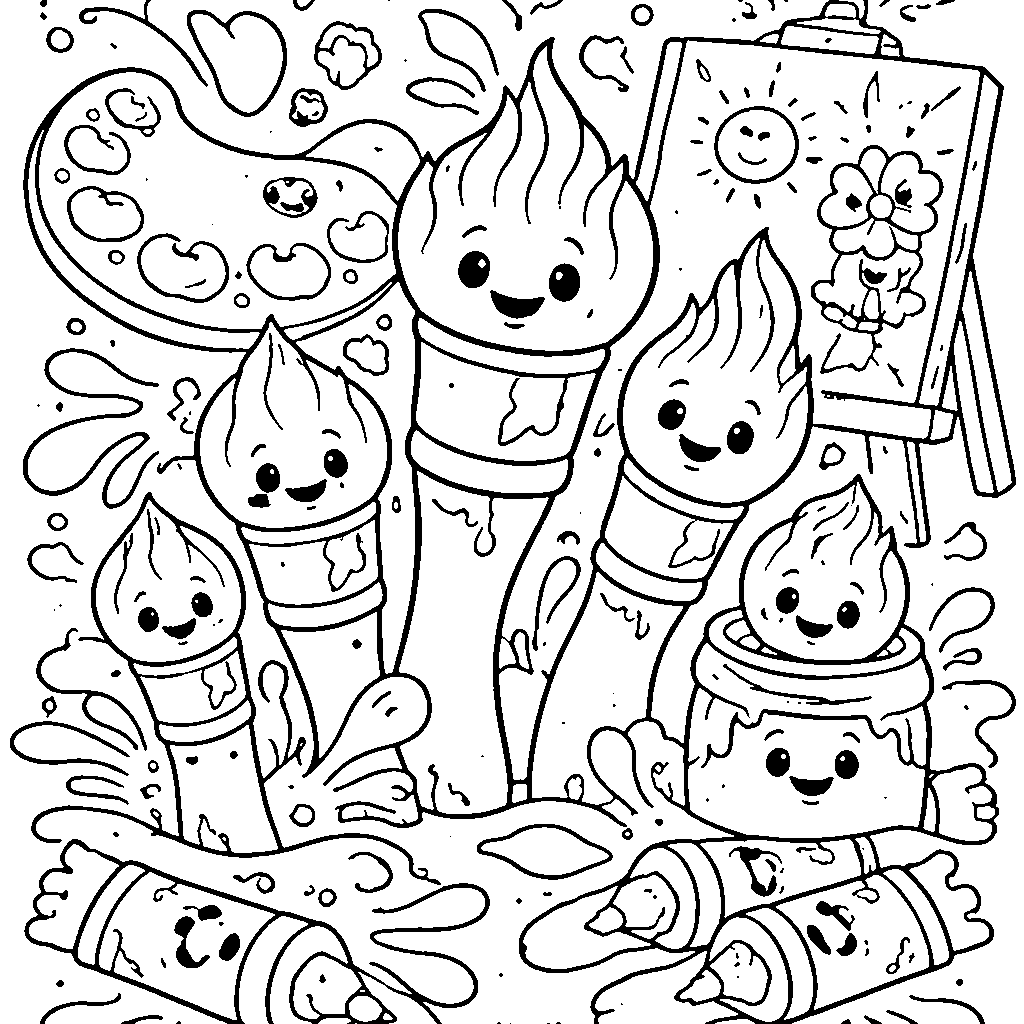 Die fröhliche Pinsel-Familie