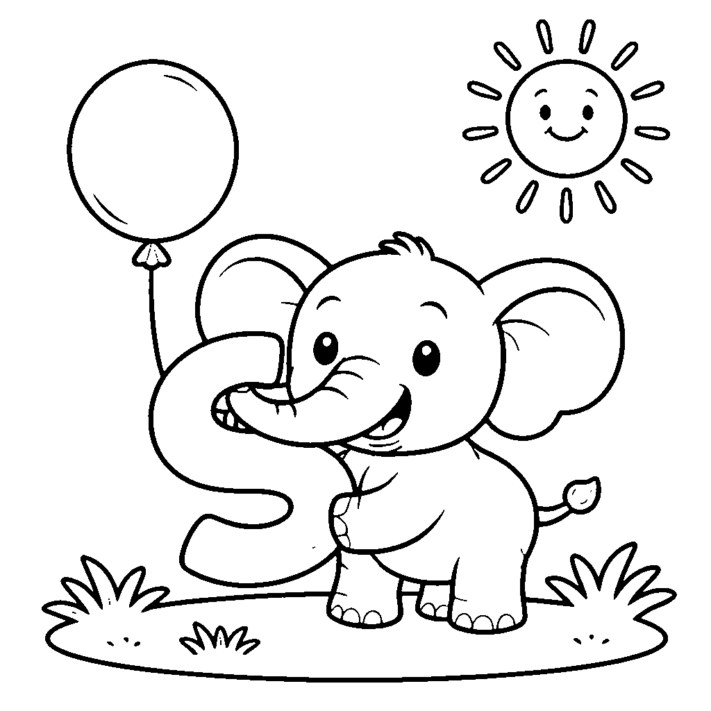 Elefant mit dem Buchstaben S