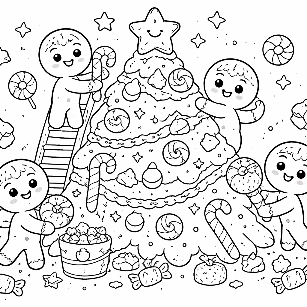 Fröhliche Lebkuchenmännchen Malvorlage