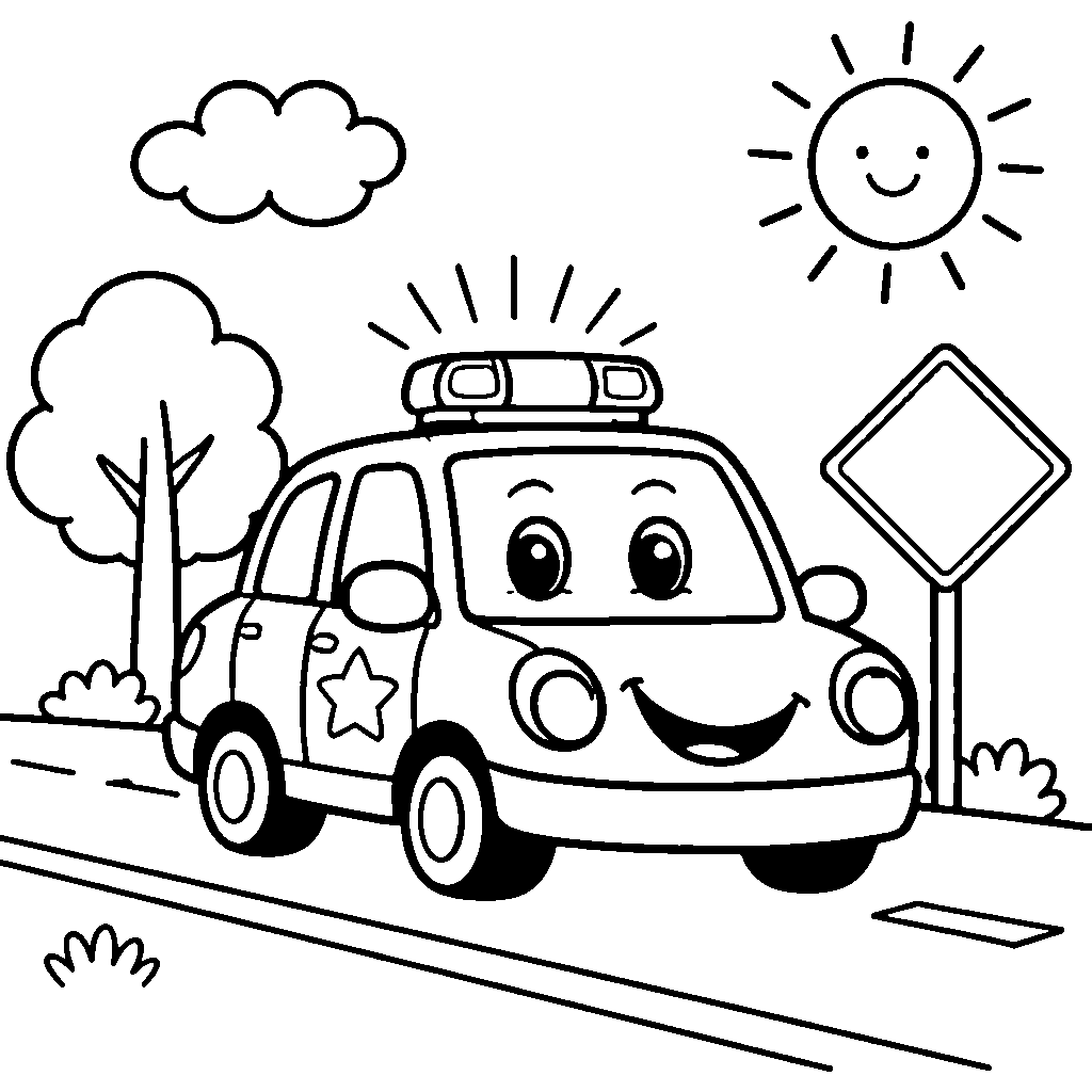 Fröhliches Polizeiauto