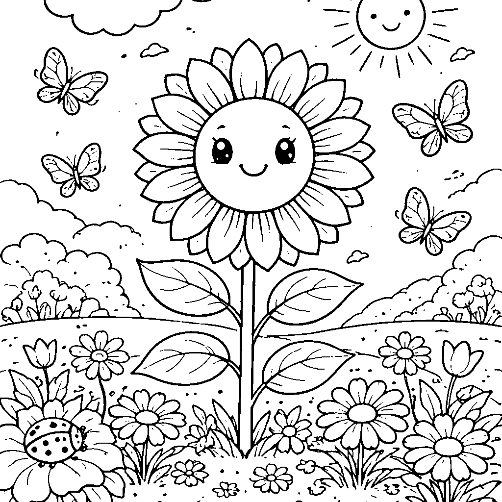 Sonnenblume im Schmetterlingsgarten