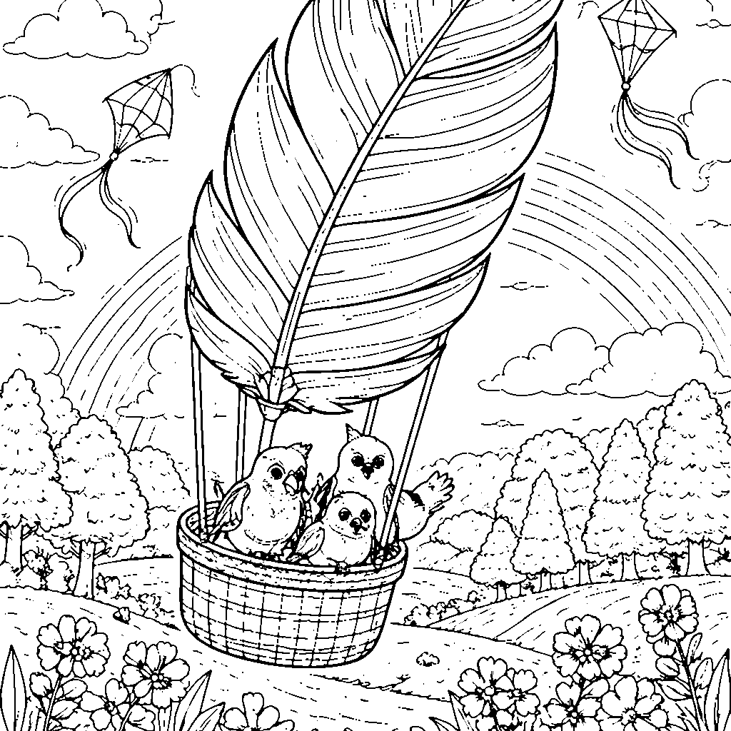 Vögel im Heißluftballon