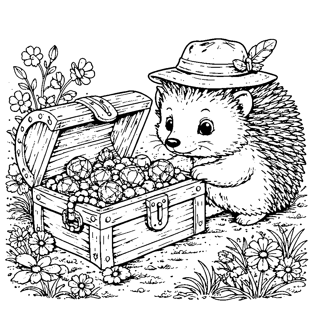 Curious Hedgehog Explorer Coloring Page – coloring page printable