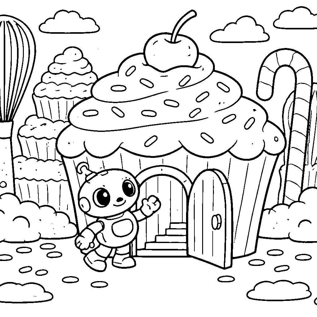 Curious Little Robot Coloring Page – coloring page printable