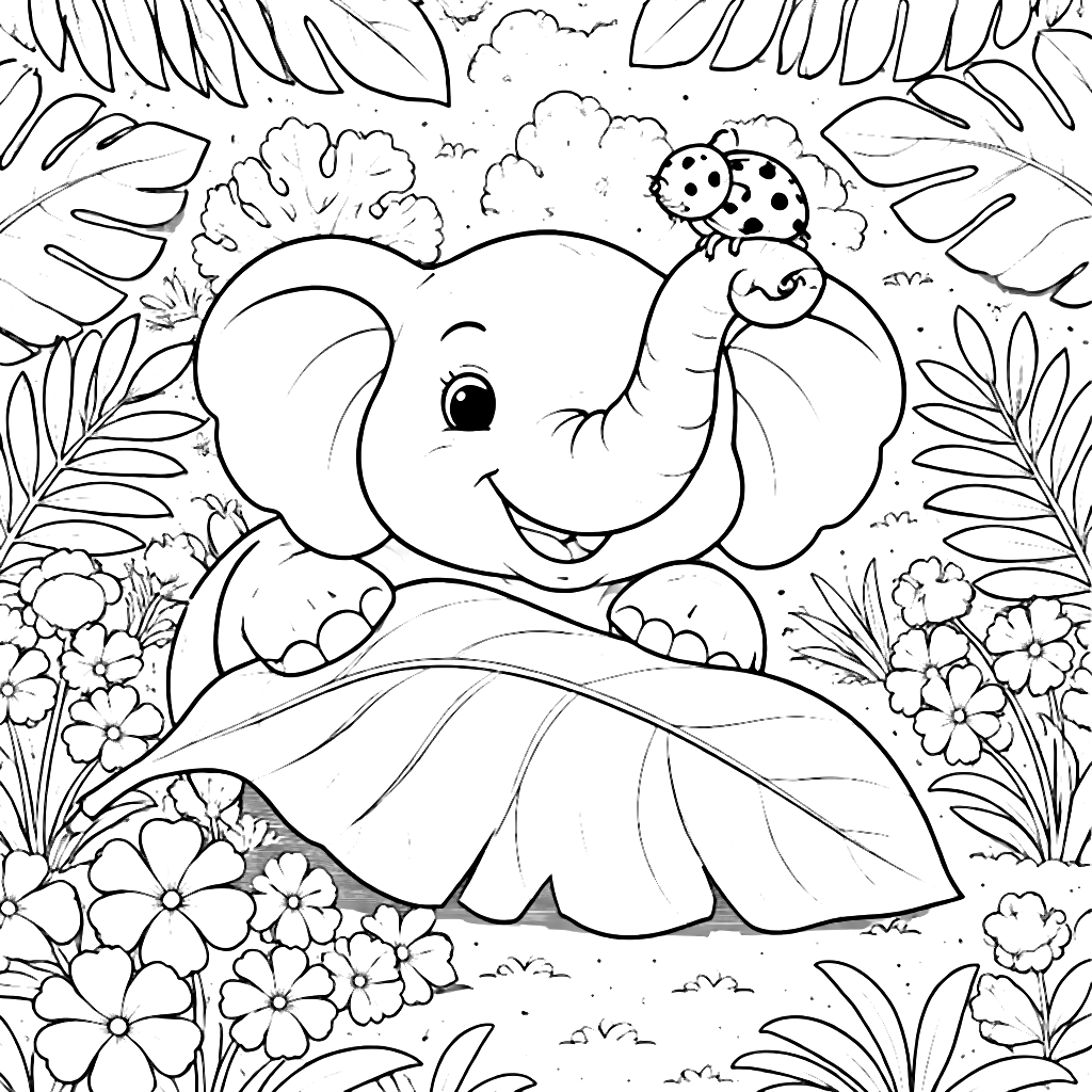 A Friendly Elephant Coloring Page for Kids – coloring page printable