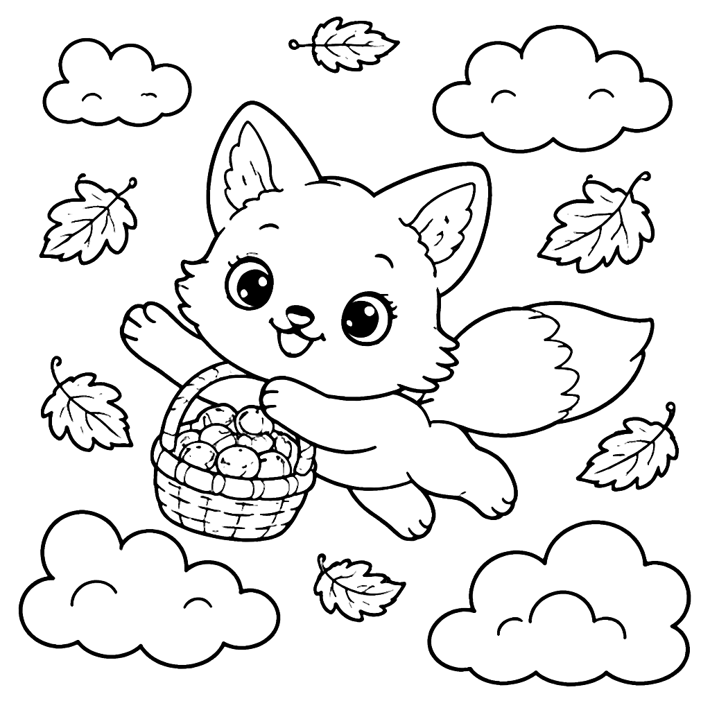 A Playful Fox Coloring Page for Autumn Fun – coloring page printable