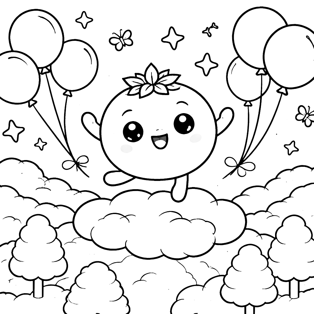 Bouncing Blueberry Coloring Page - Dance on a Cloud – coloring page printable