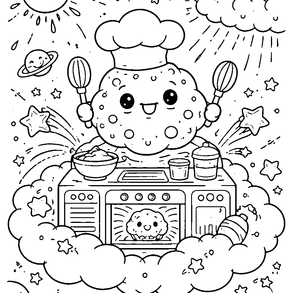 Chef Asteroid: A Cosmic Culinary Adventure – coloring page printable