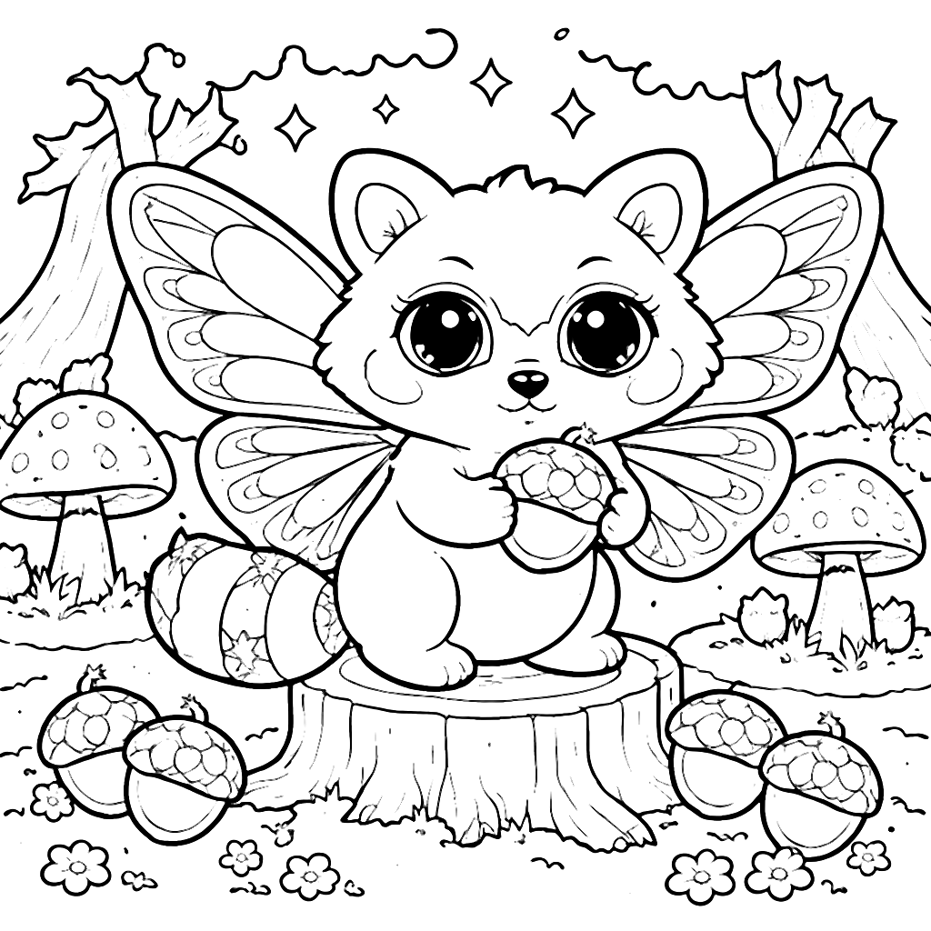 Color a Lovable Raccoon with Butterfly Wings – coloring page printable