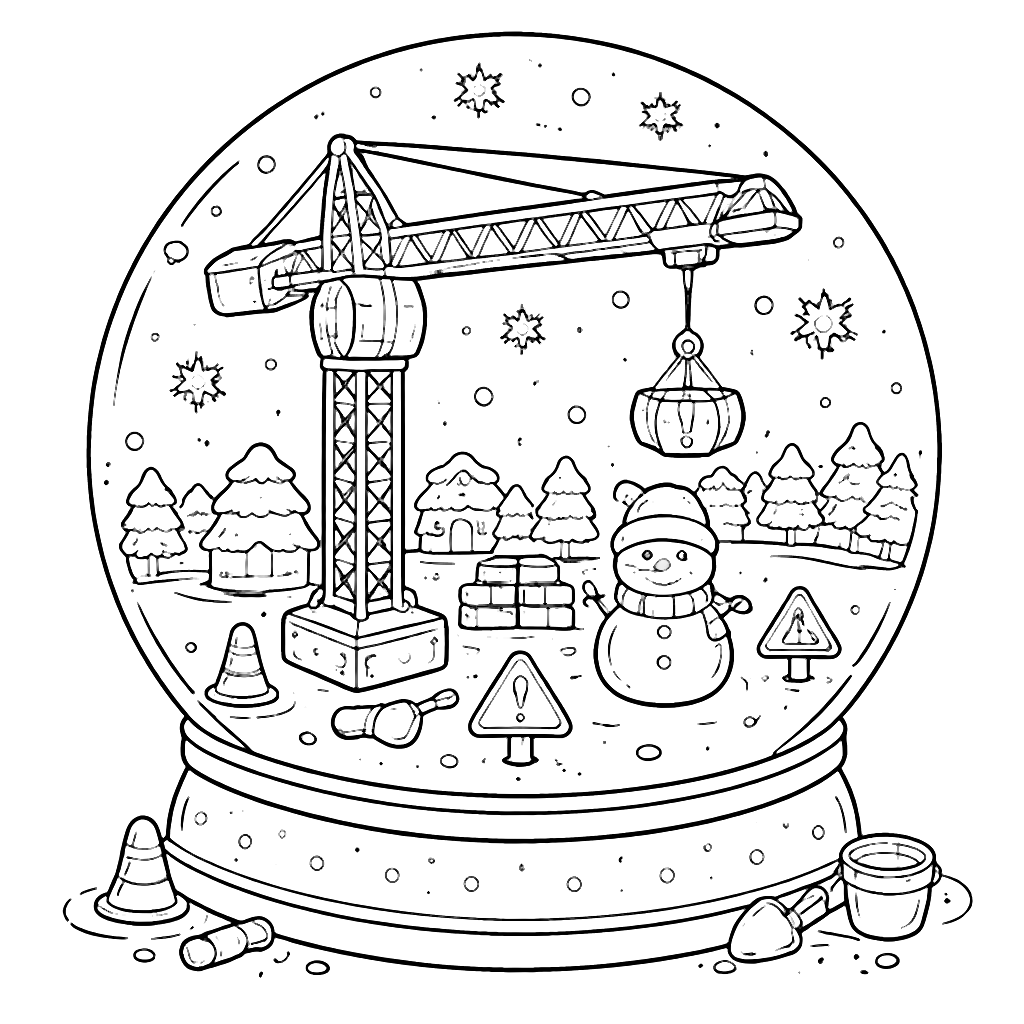 Crane in a Snow Globe: A Fun Winter Coloring Page – coloring page printable