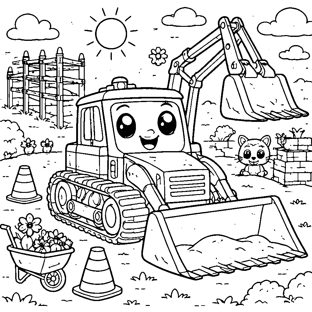 Happy Construction Vehicle at the Construction Site