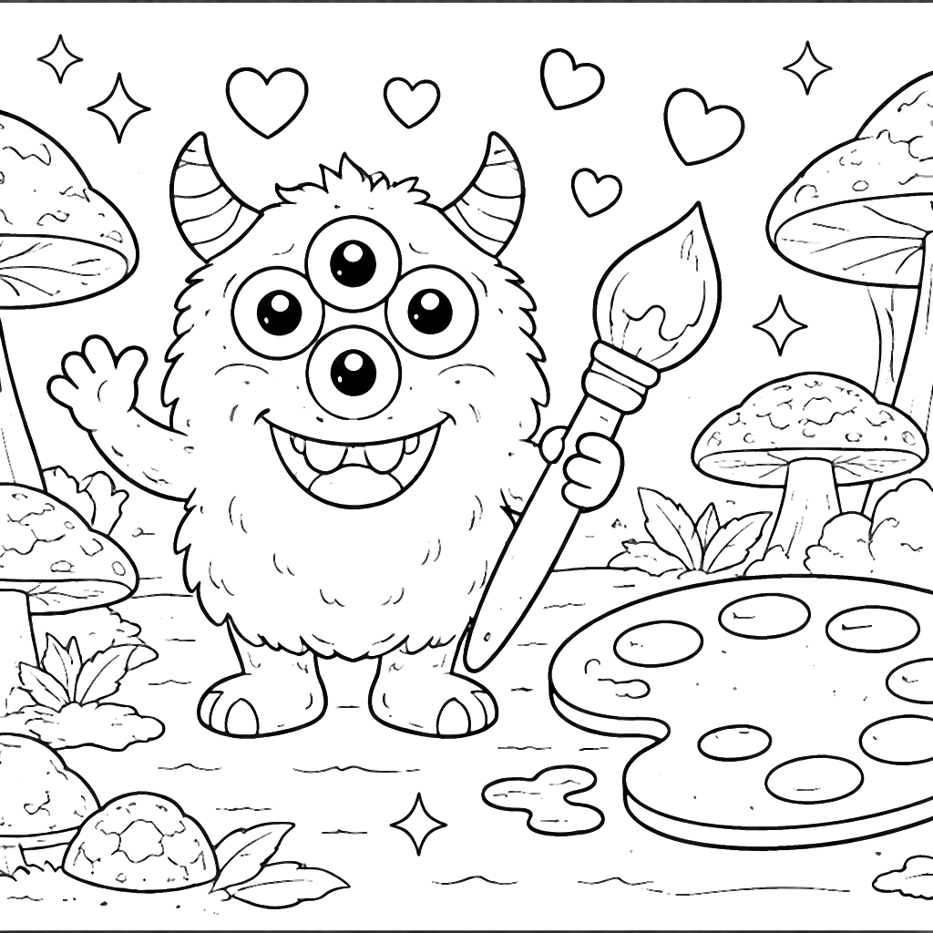 Playful Multi-Eyed Cyclops Coloring Page for Kids – coloring page printable