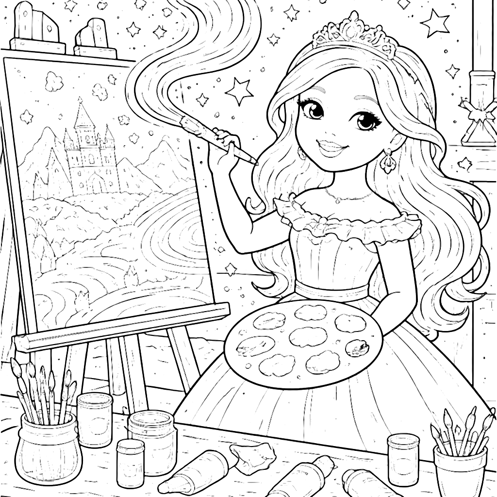 Princess Painter: A Magical Coloring Page Adventure – coloring page printable