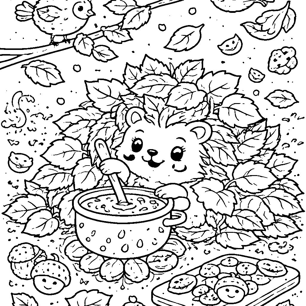 The Curious Hedgehog's Adventure Coloring Page – coloring page printable