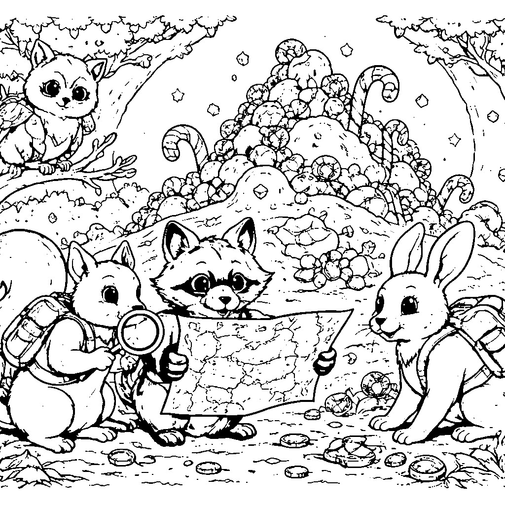 Aventura de los Critters del Bosque – dibujo para colorear e imprimir