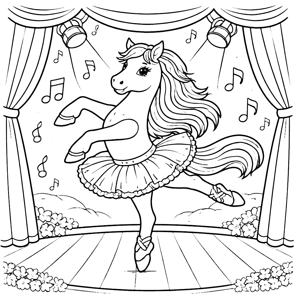 Caballo Bailarín: Página para Colorear – dibujo para colorear e imprimir