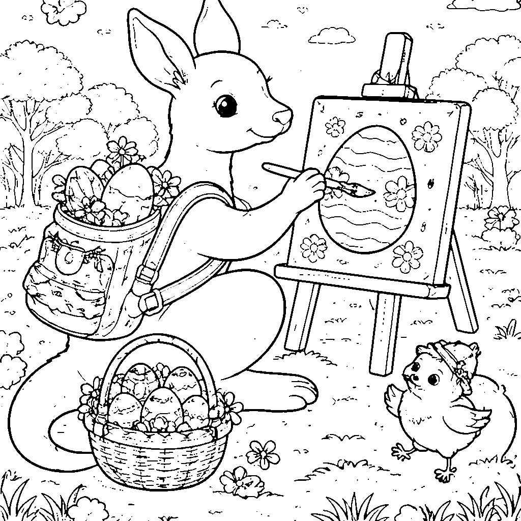 Divertido Canguro de Pascua para Colorear – dibujo para colorear e imprimir