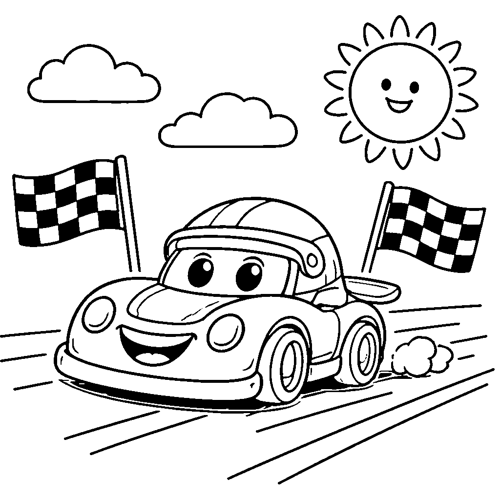 Coche Divertido en una Carrera