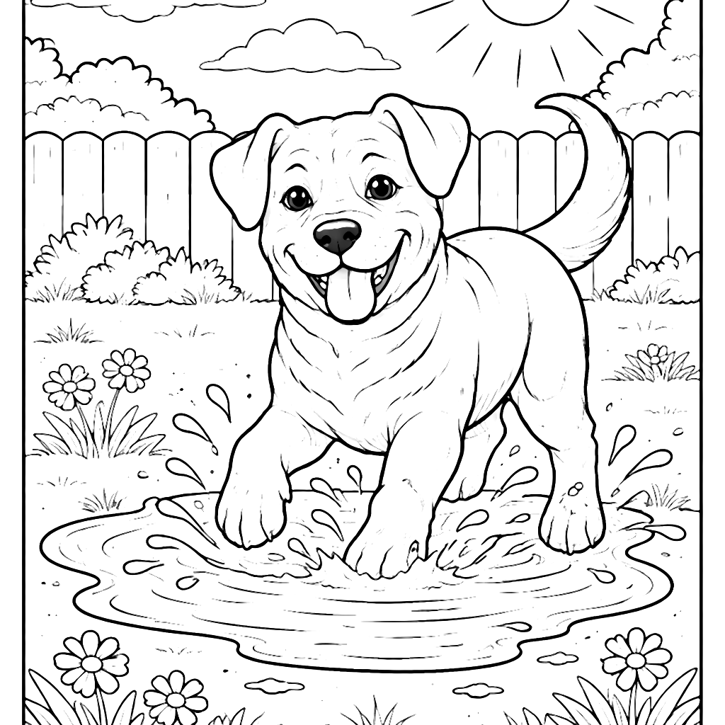Dibujo para Colorear de un Rottweiler Juguetón – dibujo para colorear e imprimir