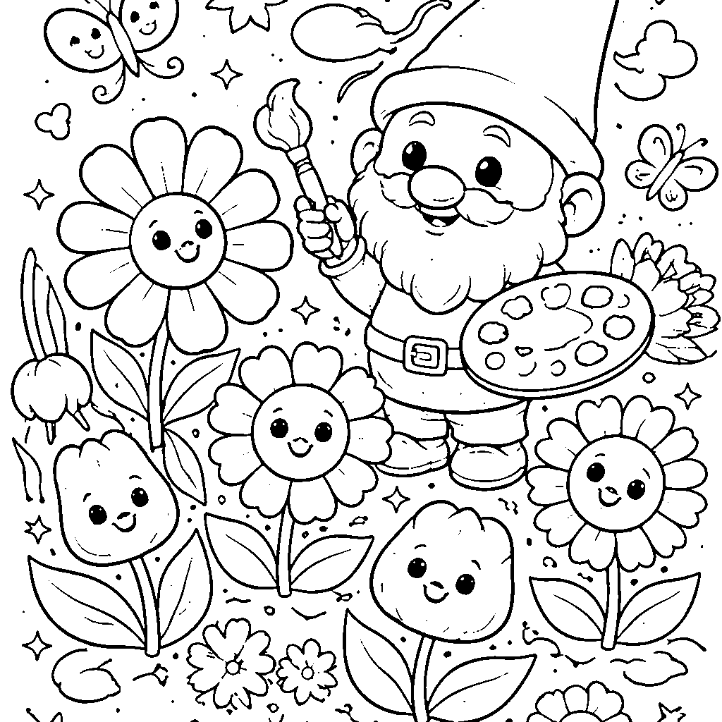 El Gnomo Mágico del Jardín – dibujo para colorear e imprimir