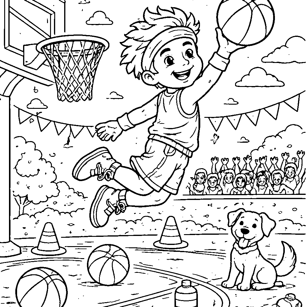 Jugador de baloncesto saltando para un mate