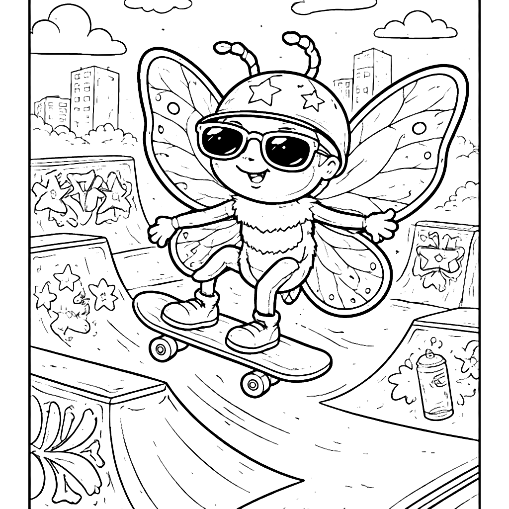 Mariposa Patinadora: Página para Colorear – dibujo para colorear e imprimir
