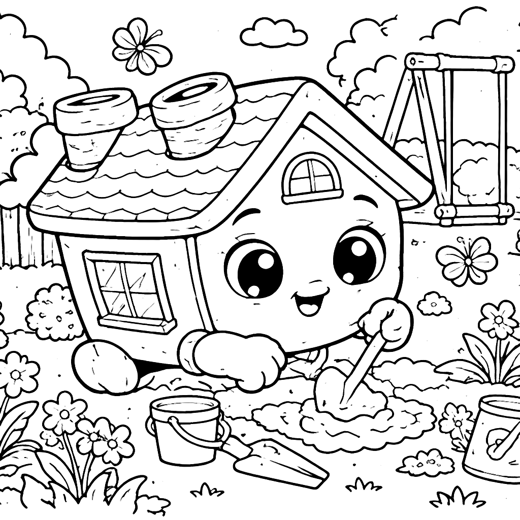 Página para colorear: Casa en el jardín – dibujo para colorear e imprimir