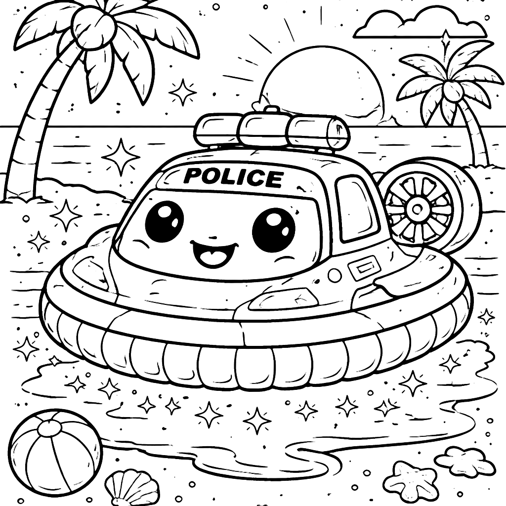 Páginas para colorear de un hovercraft policial – dibujo para colorear e imprimir