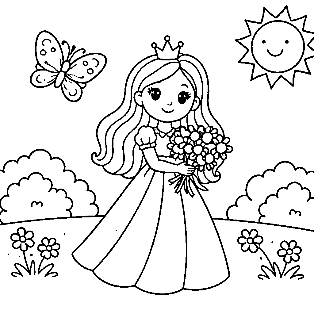 Princesa en el Jardín – dibujo para colorear e imprimir
