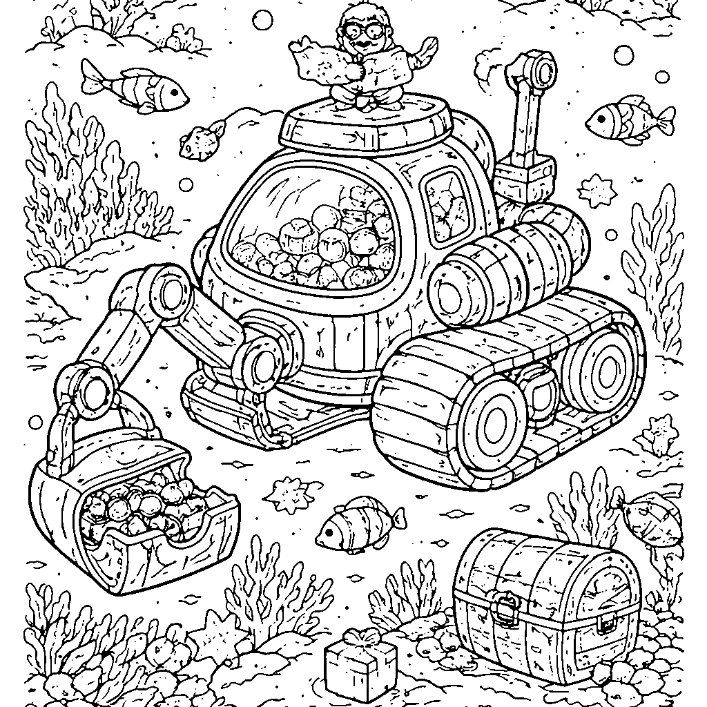 Vehículo de Construcción Submarino para Colorear