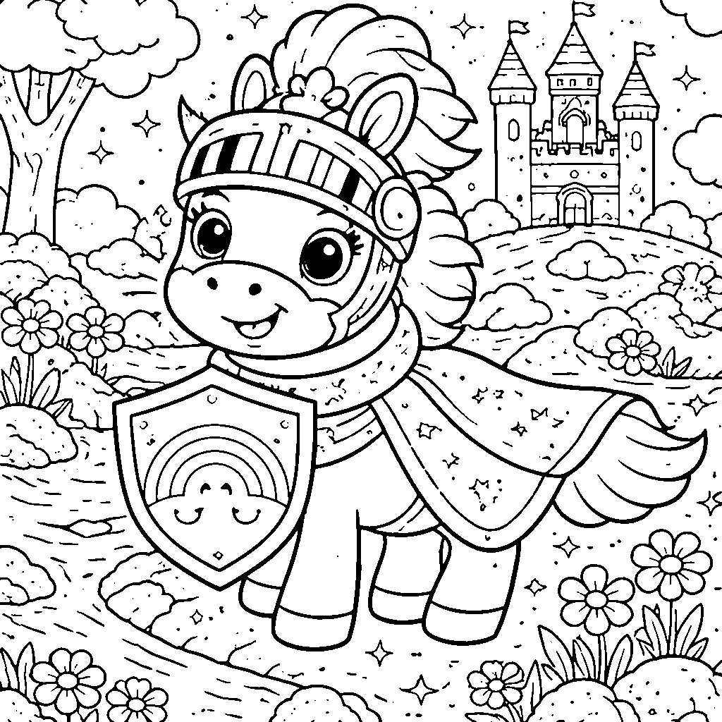 Coloriage d'un cheval chevalier