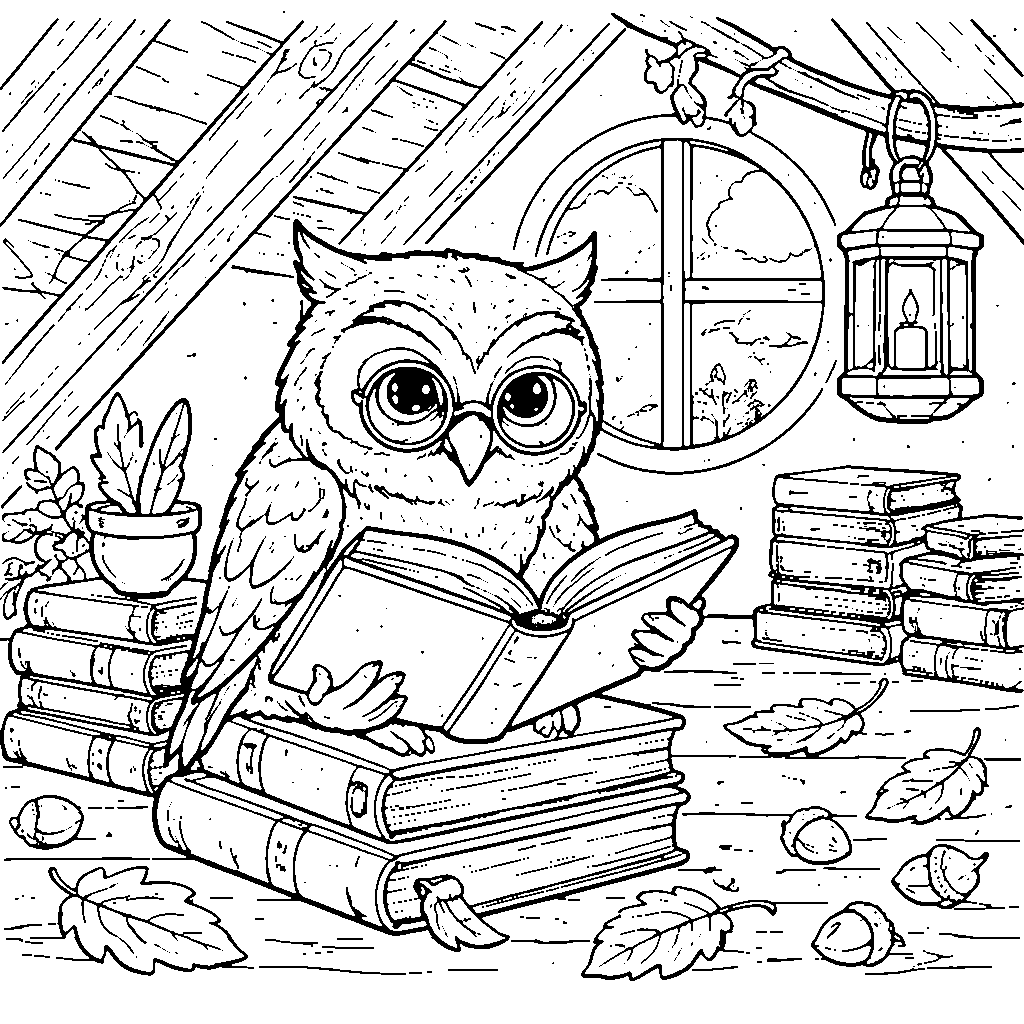 Coloriage d'un hibou sage pour enfants