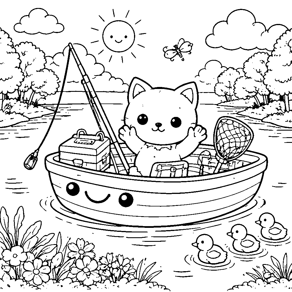 Bateau de pêche sur le lac