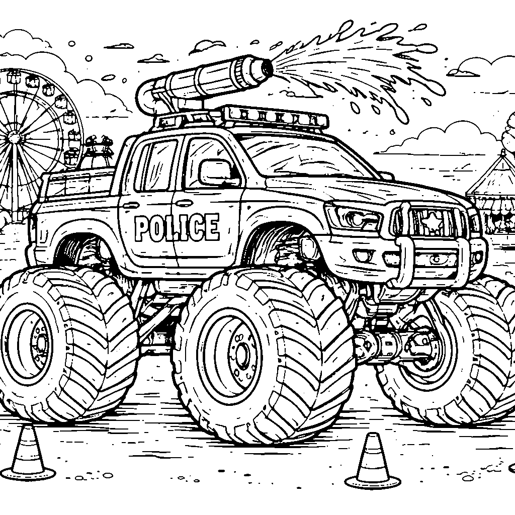 Camion Monstre de Police – coloriage à imprimer