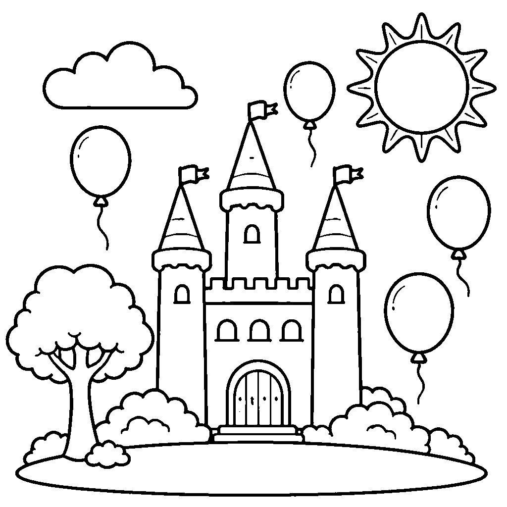 Château avec des ballons