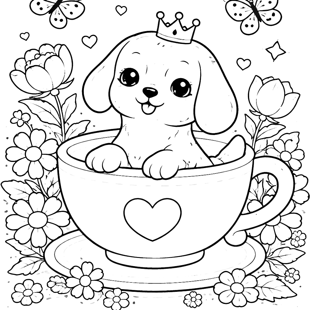 Coloriage Beagle dans une tasse géante