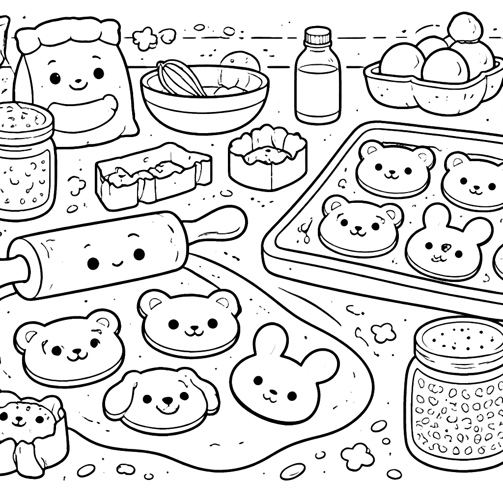 Coloriage d'Animaux en Biscuits à Cuire – coloriage à imprimer