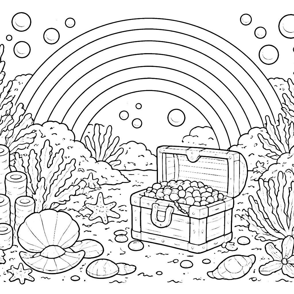 Coloriage de l'Arc-en-Ciel Amical sous l'Eau – coloriage à imprimer