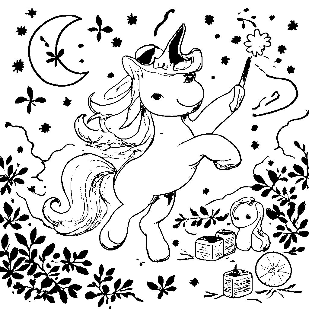 Coloriage de Licorne dans un Pré Mystique – coloriage à imprimer