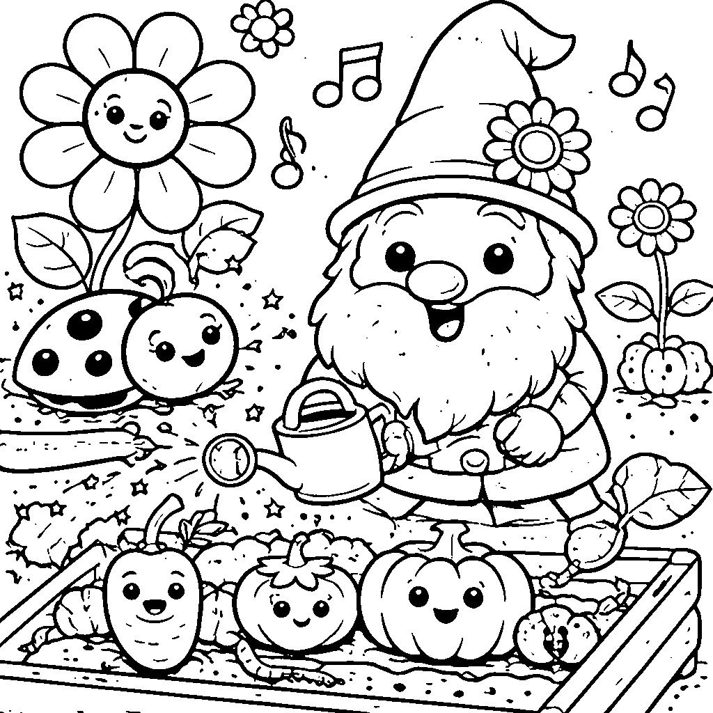 Coloriage du Gnome des Jardins Fantastiques – coloriage à imprimer