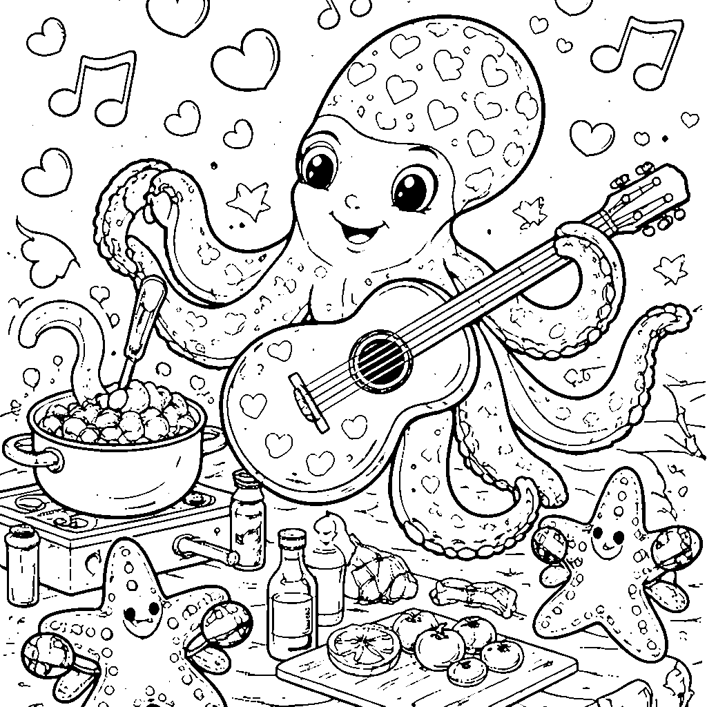 Coloriage d'un Octopus Fantaisiste pour Enfants