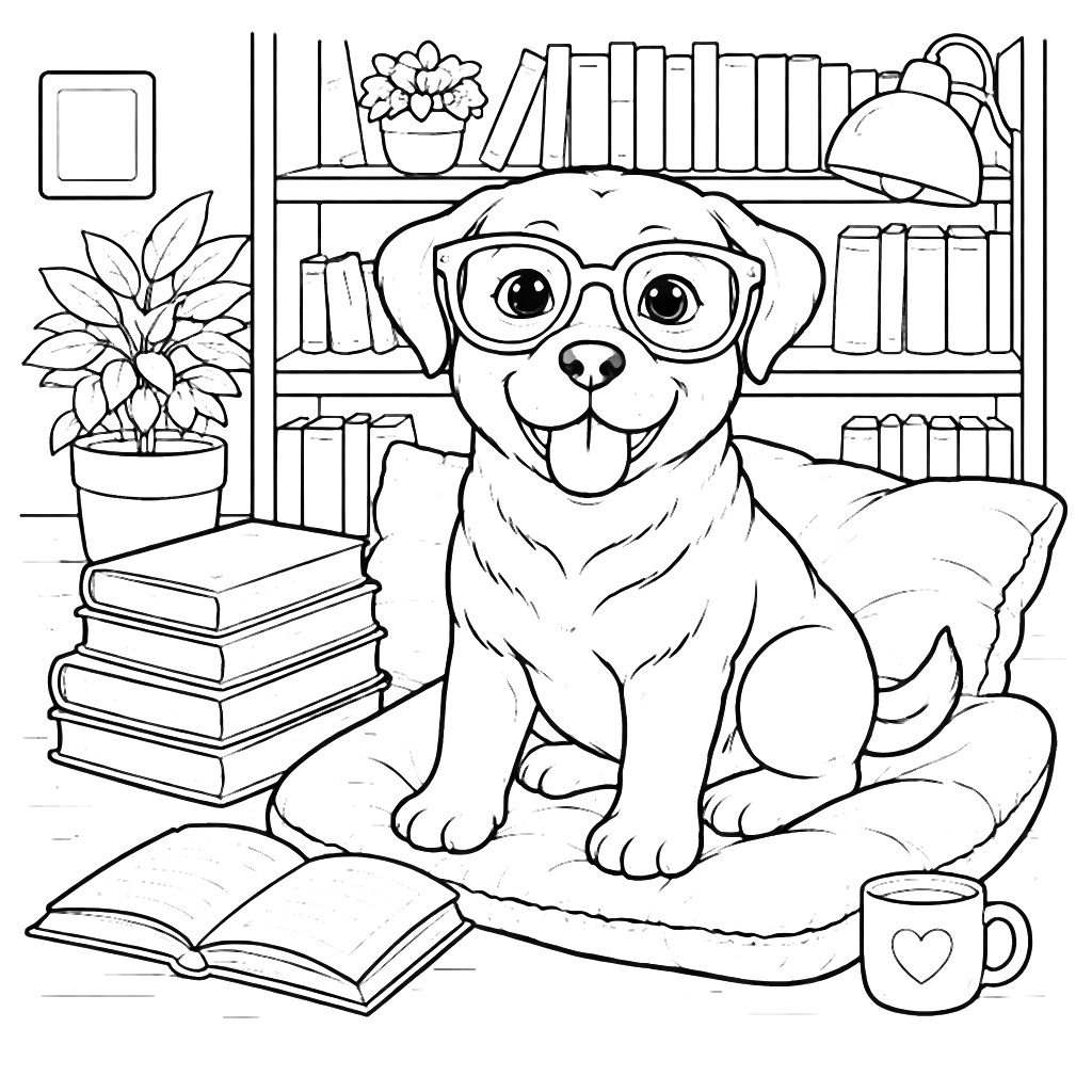 Coloriage Rottweiler avec lunettes surdimensionnées