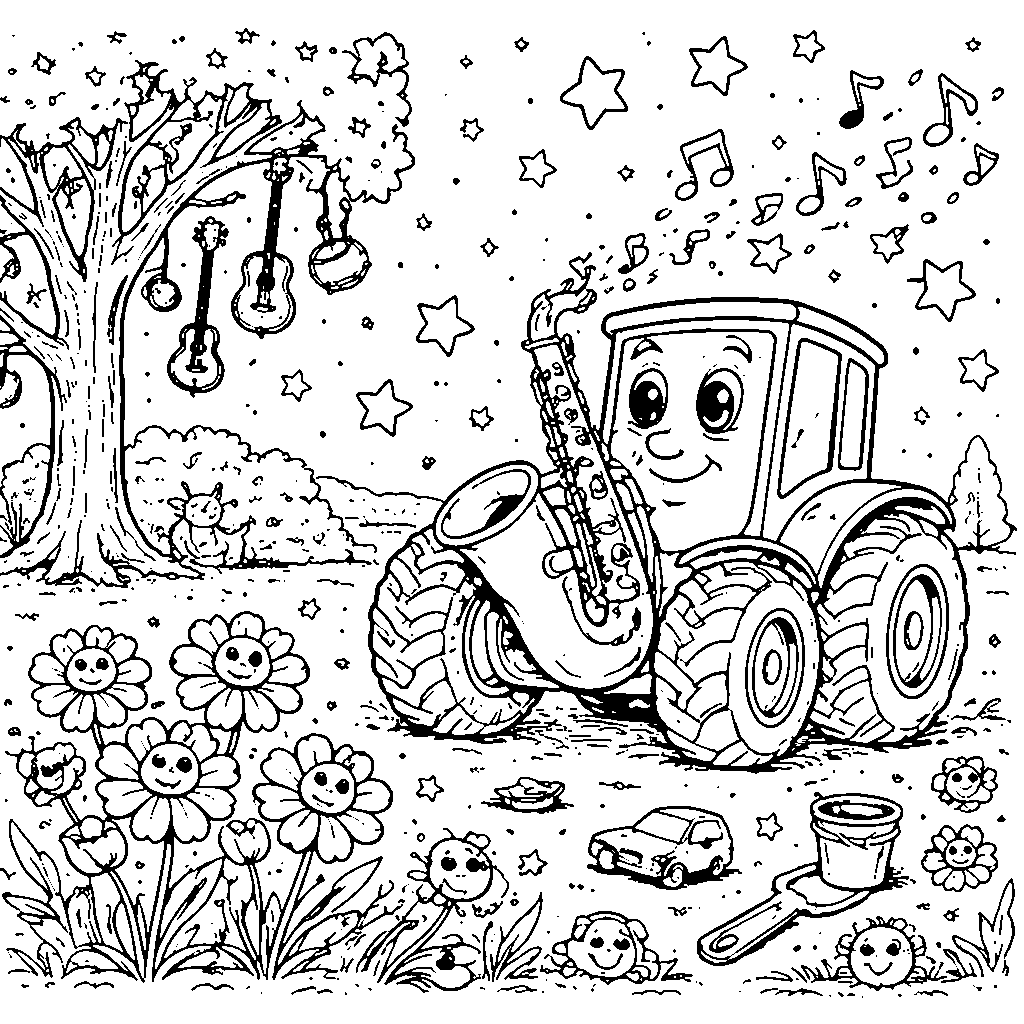 Coloriage de Tracteur Amusant pour Enfants – coloriage à imprimer