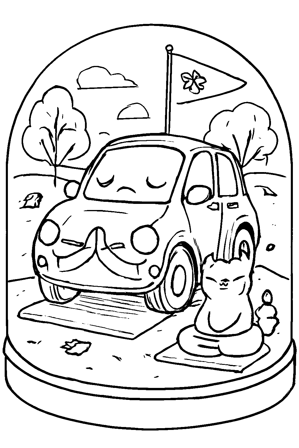 Coloriage Yoga Car : Détente au Parc – coloriage à imprimer