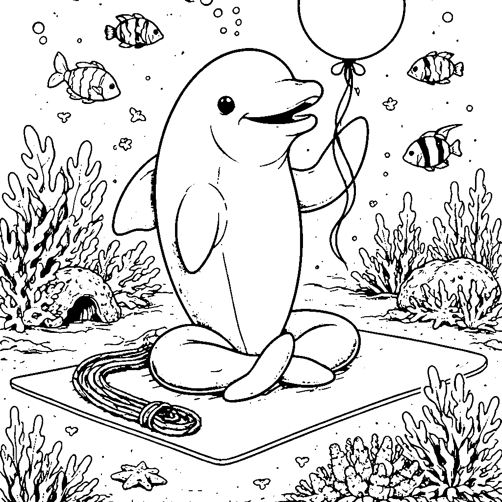 Le Dauphin Professeur de Yoga : Amusement Aquatique – coloriage à imprimer