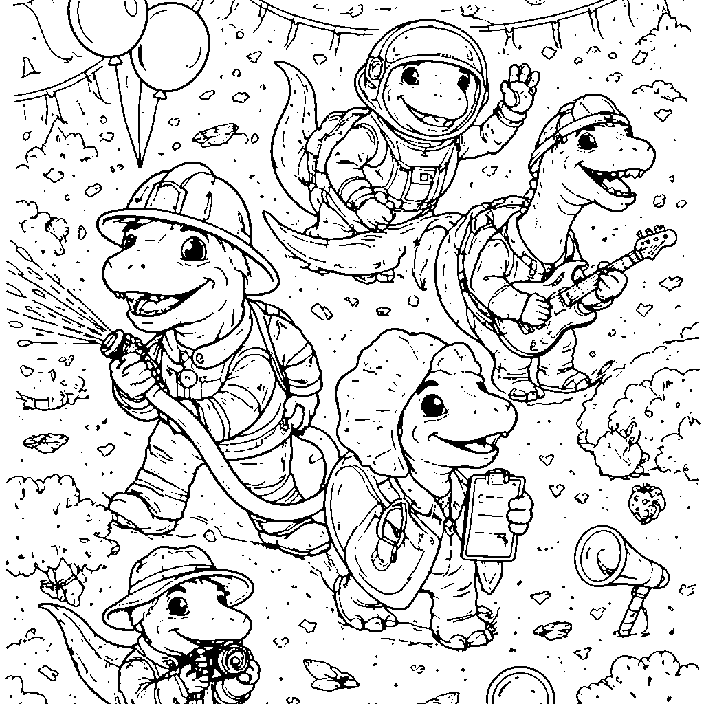 Parade de Dinosaures : Page de Coloriage