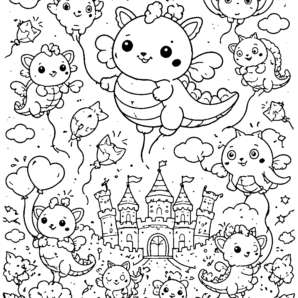 Festival de Ballons de Dragons – coloriage à imprimer