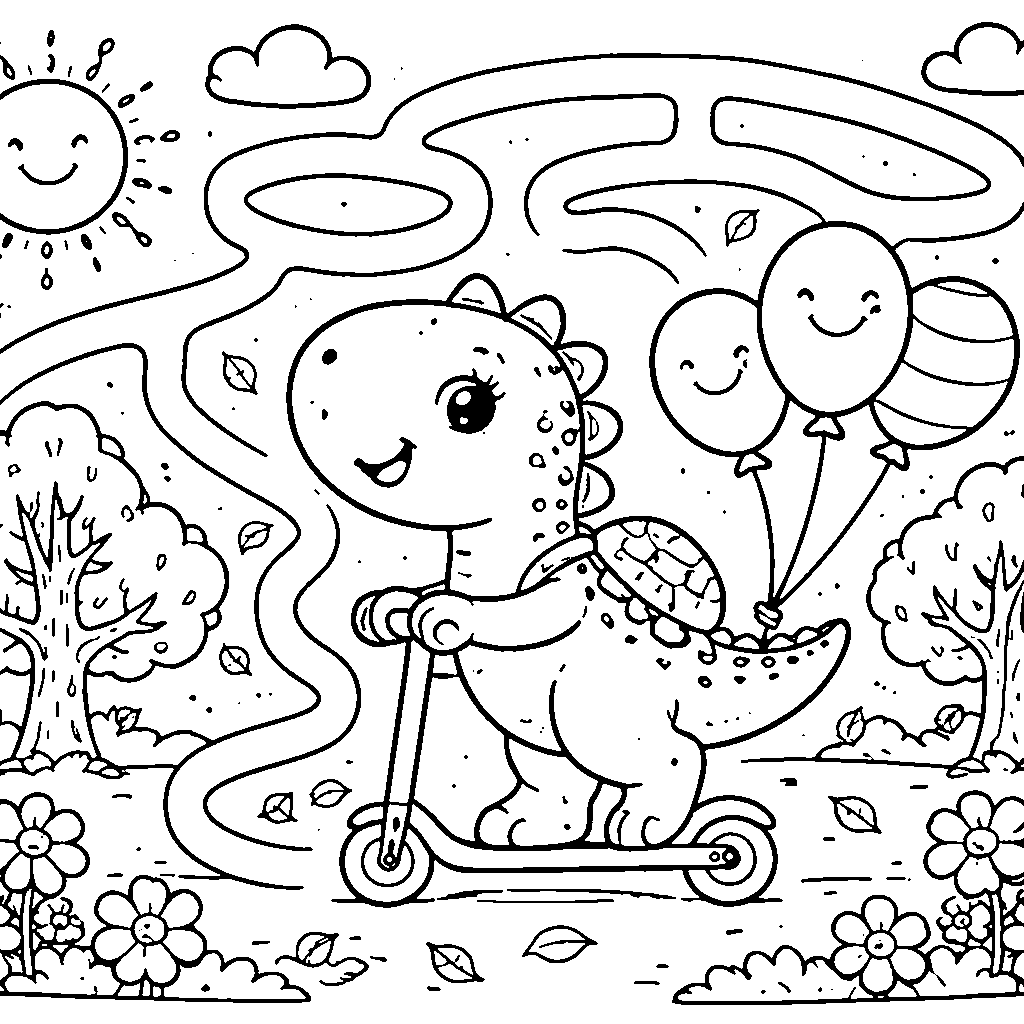 Coloriage d'un dinosaure amical