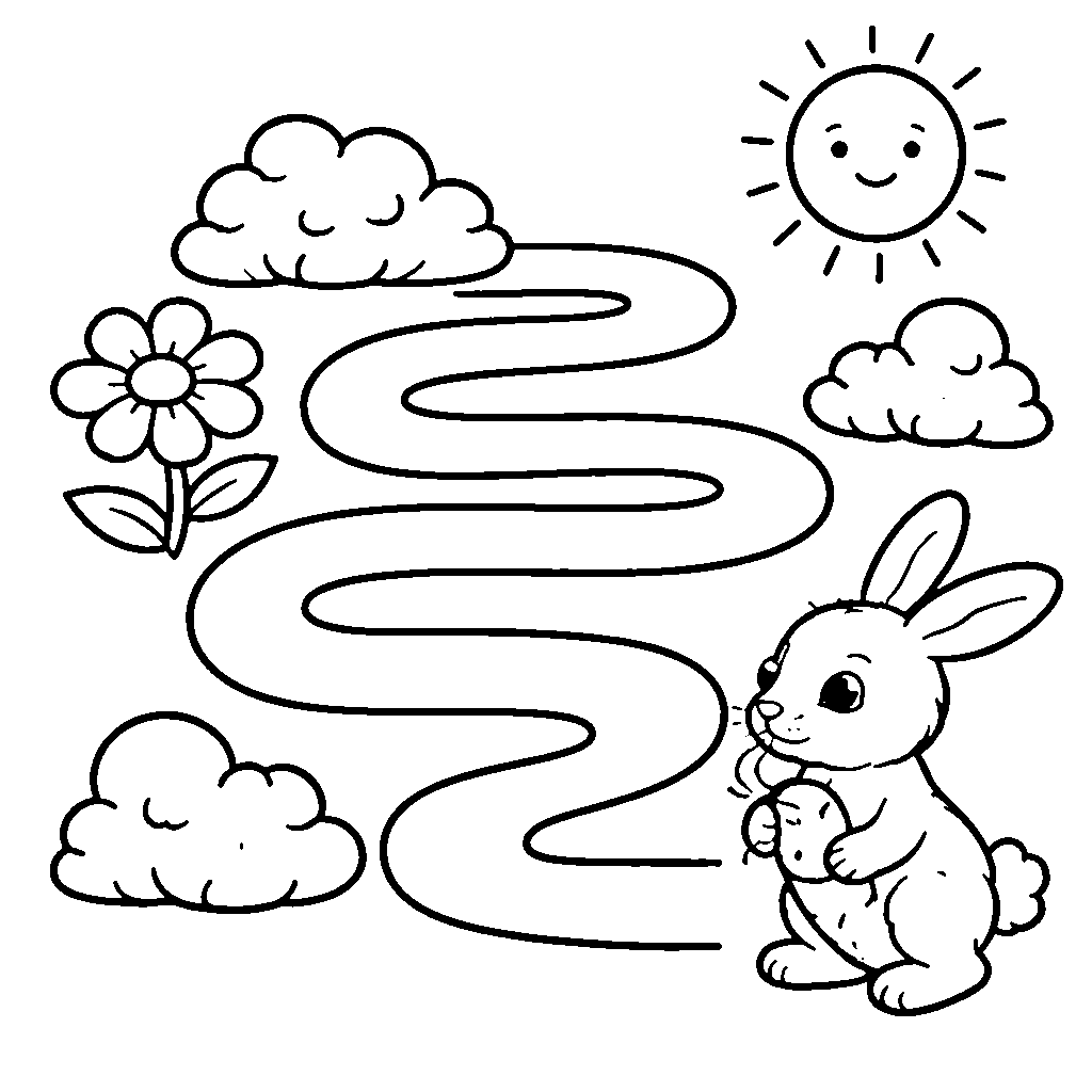 Labyrinthe de Lapin – coloriage à imprimer